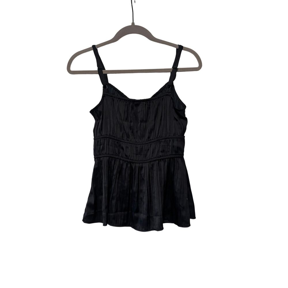 Old Navy Women's Black Pleated Satin Babydoll Cami Top Size M NWT - Picture 7 of 7